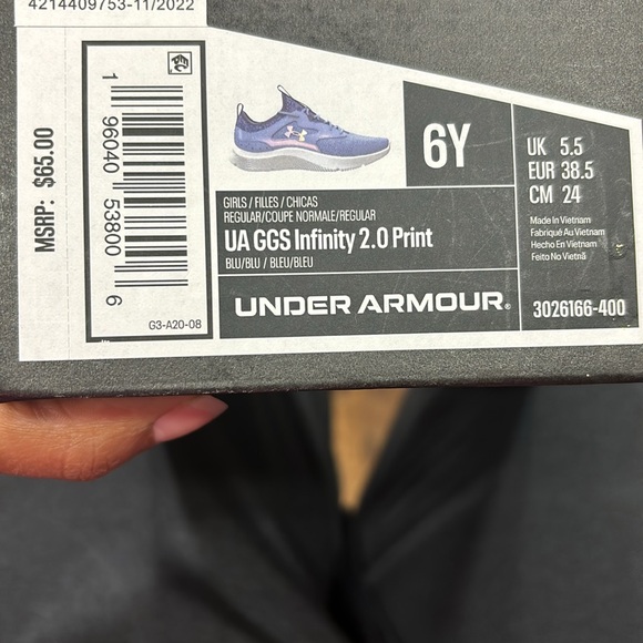 Under Armour girls infinity 2.0 print sneakers size 6Y - Picture 6 of 6